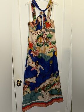 ANTONIO MELANI Coastal Floral Maxi Skirt - Blue, Cream, Green, Orange